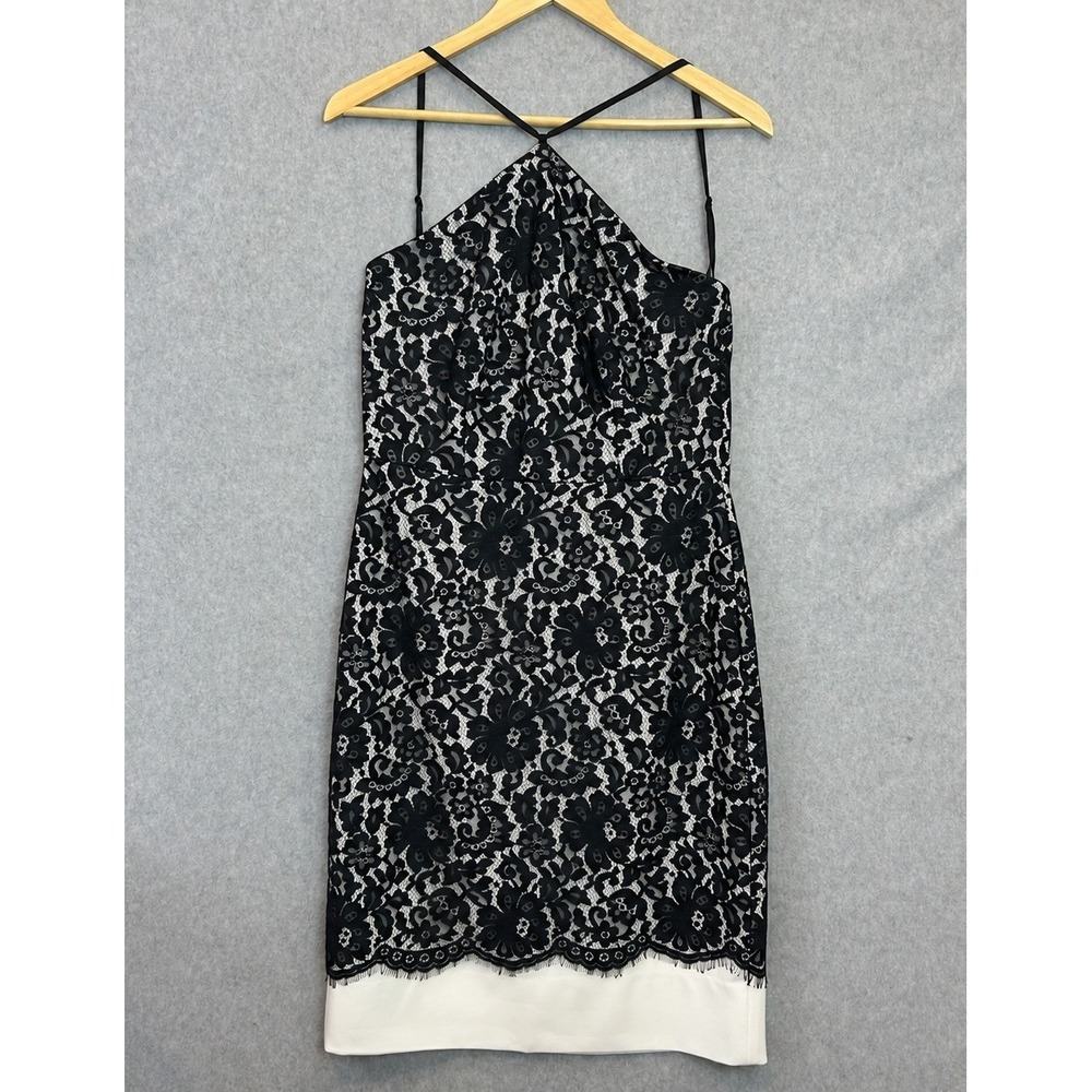 The Limited Scandal Collection Dress 6 Black White Lace Halter Sheath Cocktail